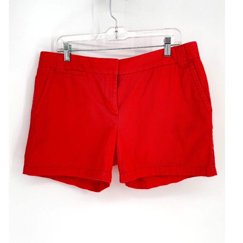 J.Crew Chino City Fit Shorts Women 12 Red Preppy Classic Coastal Nautical Cotton